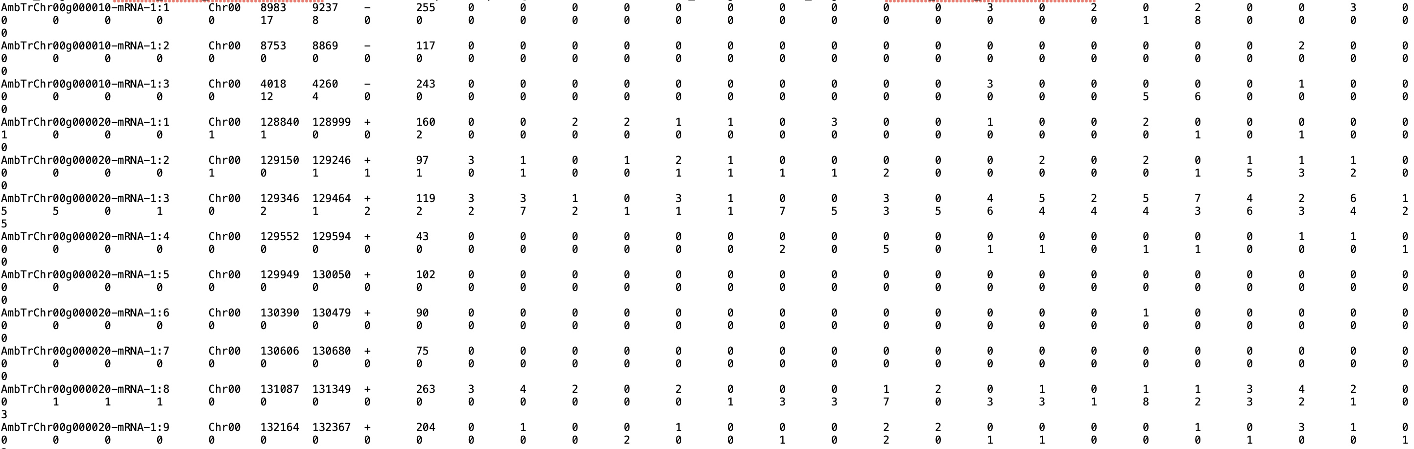 featurecounts Output