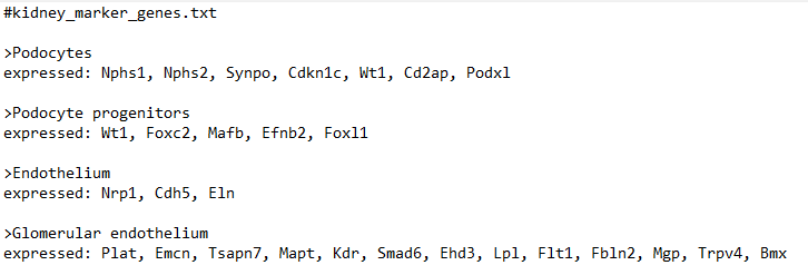 marker genes list