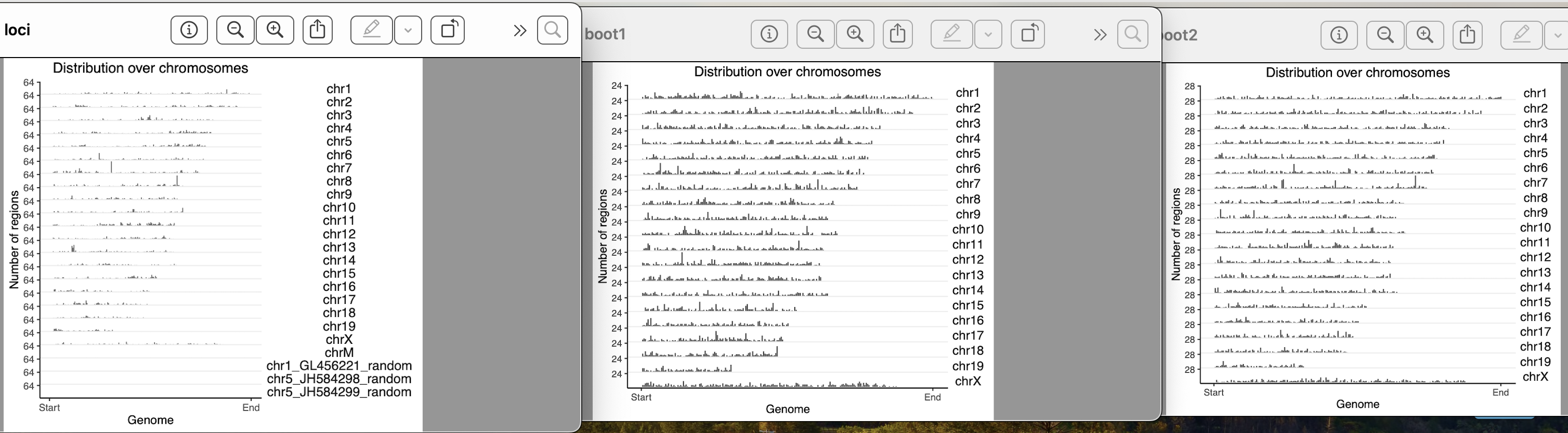  distrubution for female loci, boot1 and boot2