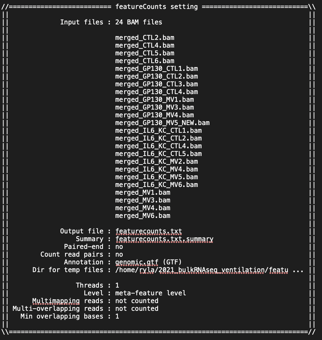 summary file from featureCounts program